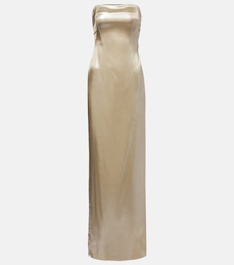 Strapless satin bustier gown | Galvan