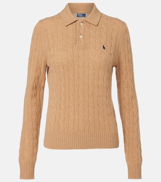 Cable-knit wool and cashmere polo sweater | Polo Ralph Lauren