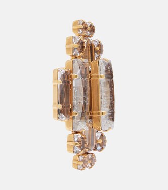 Orecchini A Lampadario Clip-On In Cristallo E Strass – Oro, Lunghi 7,5 Cm – Per Orecchie Non Forate