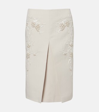 Embellished low-rise cotton-blend midi skirt | Jacques Wei