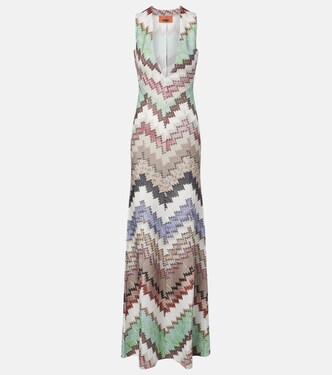 Zigzag lamé maxi dress | Missoni