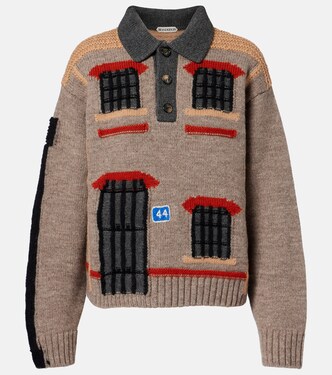 Wool intarsia jacquard polo sweater | JW Anderson
