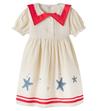 Pearl printed cotton and linen dress | Bebe Organic