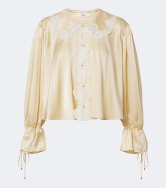 Lace-trimmed silk satin blouse | Chloé
