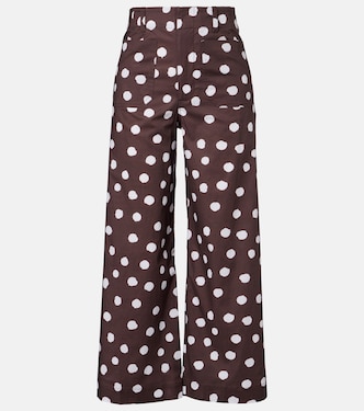 Polka-dot cotton-blend wide-leg pants | Adriana Degreas