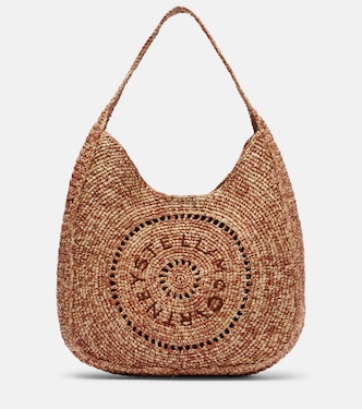 Logo Small raffia shoulder bag | Stella McCartney