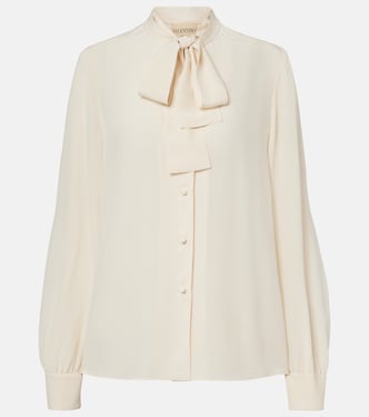 Tie-neck silk crêpe de chine blouse | Valentino Garavani