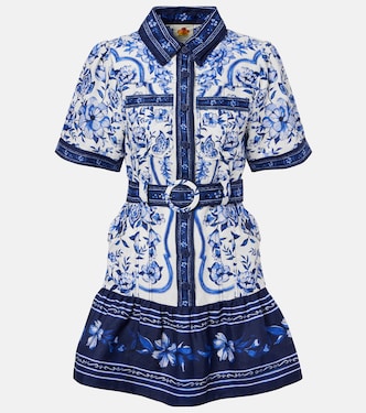 Printed belted linen shirt dress | Farm Rio