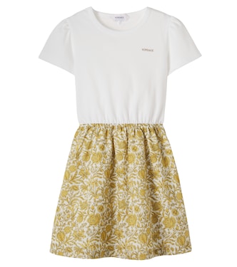 Floral cotton piqué and poplin dress | Versace Kids