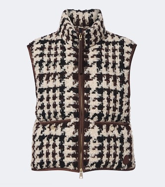Leather-trimmed wool and cotton-blend vest | Moncler
