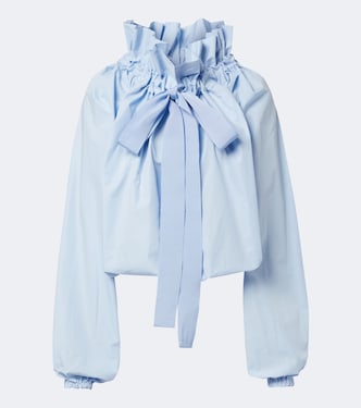 Bow-detail cotton poplin blouse  | Patou