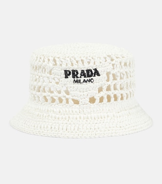 Raffia-effect bucket hat | Prada