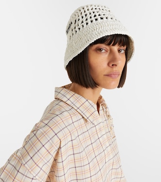 Raffia-effect bucket hat in white - Prada | Mytheresa