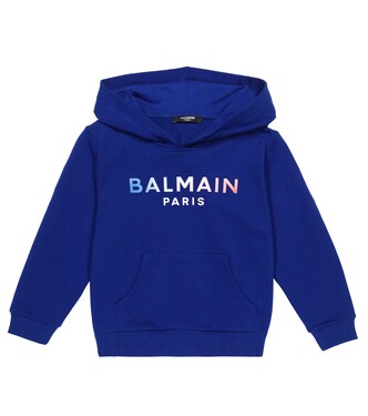 Sweat-shirt à capuche en coton à logo | Balmain Kids