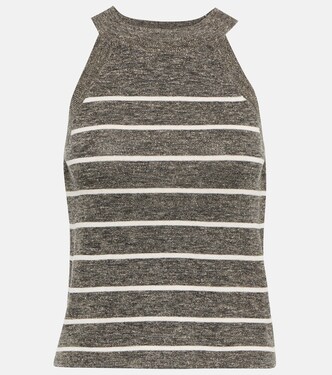 Striped linen blend tank top | Brunello Cucinelli