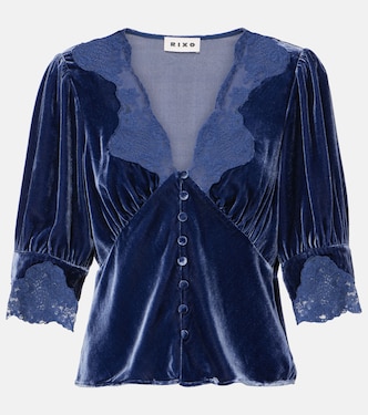Amanda lace-trimmed velvet top | Rixo