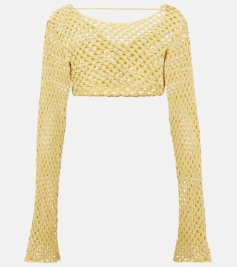 Top raccourci Magen en crochet de coton mélangé | Bananhot