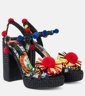 Sandalias 105 de rafia adornadas  | Dolce&Gabbana