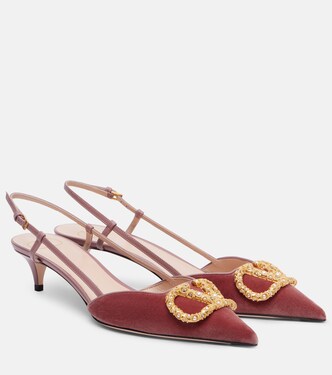 VLogo 40 velvet slingback pumps | Valentino Garavani