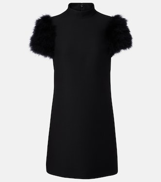 Crepe Couture feather-trimmed minidress | Valentino