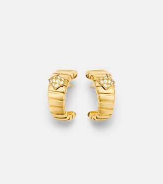 Bvlgari Tubogas 18kt gold earrings with diamonds | Bvlgari