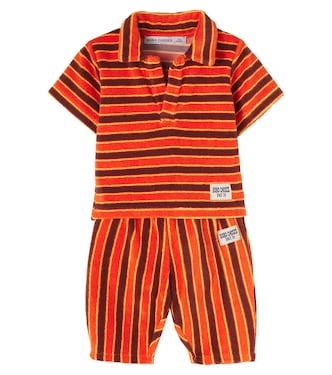 Baby Striped Brick cotton-blend polo shirt and pants set | Bobo Choses