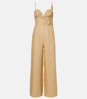 Floral-appliqué linen jumpsuit | Farm Rio