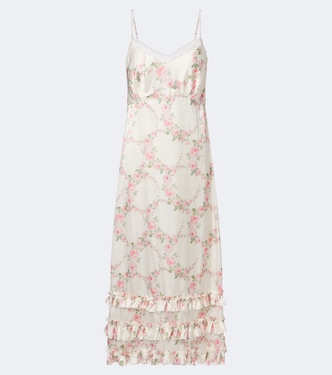 Floral lace-trimmed satin slip dress | Simone Rocha