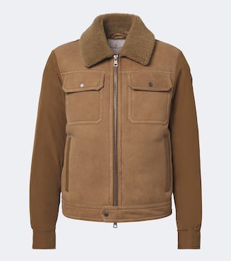 Shearling-trimmed suede down jacket | Moncler