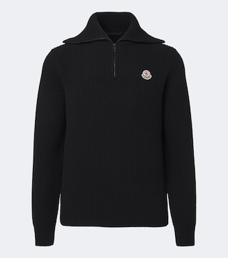 Ribbed-knit virgin wool half-zip sweater | Moncler