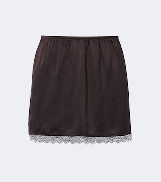 Barb lace-trimmed satin miniskirt | Leset
