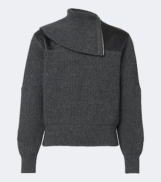 Leather-trimmed wool and cashmere sweater | Bottega Veneta
