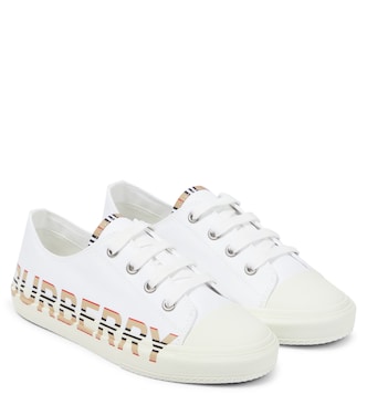 Logo cotton gabardine sneakers | Burberry Kids