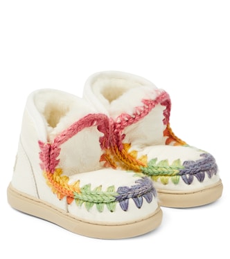 Crochet-trimmed leather sneakers | Mou Kids