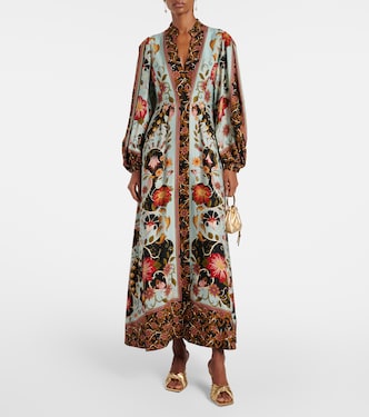 open lace back dress Farm Rio Women's Delicate Forest Maxi Dress  Saint Bernard