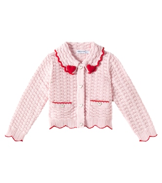 Heart-detail cotton-blend cardigan | Self-Portrait Kids