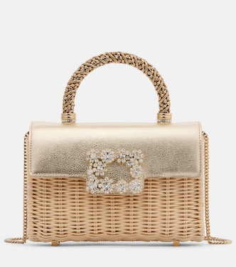 Jewel Efflorescence Mini rattan tote bag | Roger Vivier