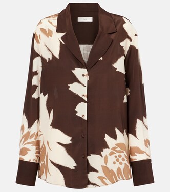 Floral silk satin shirt  | SIR