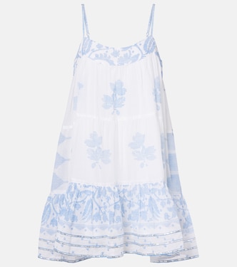 Printed ruched cotton slip dress | Juliet Dunn