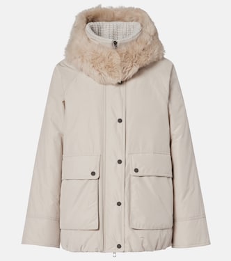 Shearling-trimmed taffeta down jacket | Brunello Cucinelli