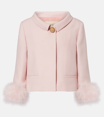 Crepe Couture feather-trimmed blazer | Valentino