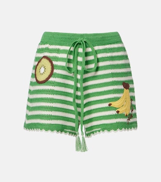 Embroidered striped cotton shorts | Alémais