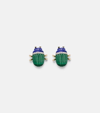 Scarabée 9kt gold earrings with gemstones | Yvonne Léon