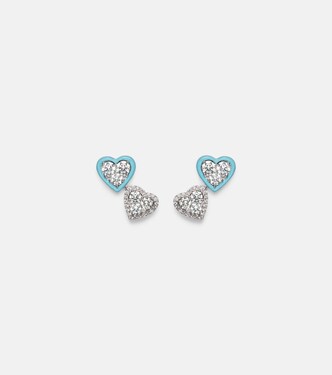 Ohrringe Heart aus 18kt Weißgold mit Emaille und Diamanten | Kamyen