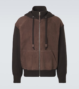Paneled suede zip-up hoodie | Loewe