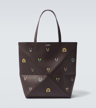 x Louis Wain Puzzle Fold Cats leather tote bag | Loewe