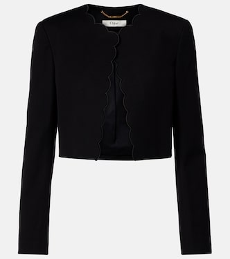 Scalloped cropped cotton velvet jacket | Chloé