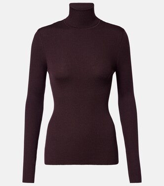 Ribbed-knit virgin wool turtleneck top | Wolford