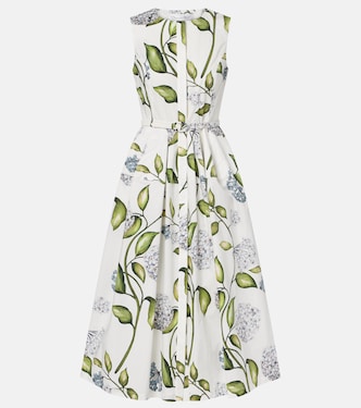 Porcelain Flower cotton-blend midi dress | Oscar de la Renta