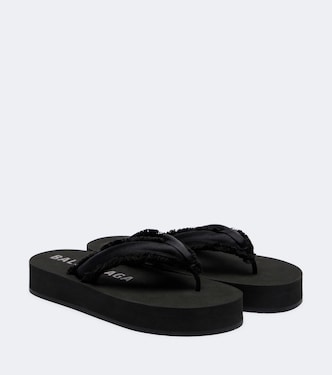 Mules compensées Cushy en satin | Balenciaga